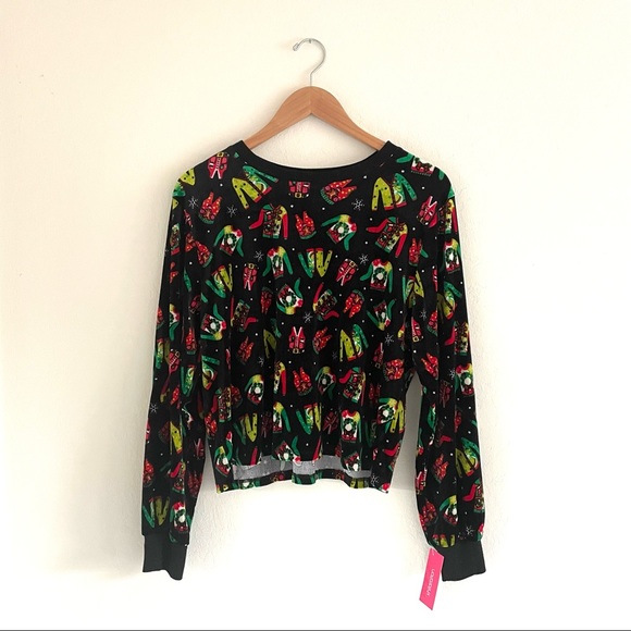 Ugly Christmas Sweater Crop Top - Picture 1 of 10